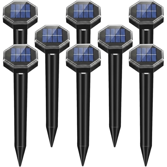 XIMEI 8-Pack Mole Repellent Solar Powered, Waterproof Ultrasonic Vole/Gopher/Groundhog/Armadillo Deterrent Stakes for Garden/Lawn/Yard
