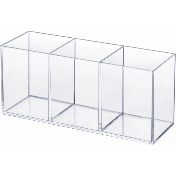XIMEI Clear Acrylic Silverware & Pen Organizer Caddy, Transparent Plastic Silverware Holder for Office/Bedroom/Bathroom Storage