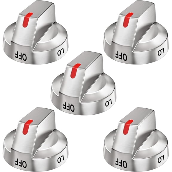 XIMEI DG64-00473A Stove Knobs 5-Pack for Samsung Gas Range, Compatible with NX58H5600SS/NX58H5650WS/NX58J7750SS/NX58F5700WS, Burner Control Dial