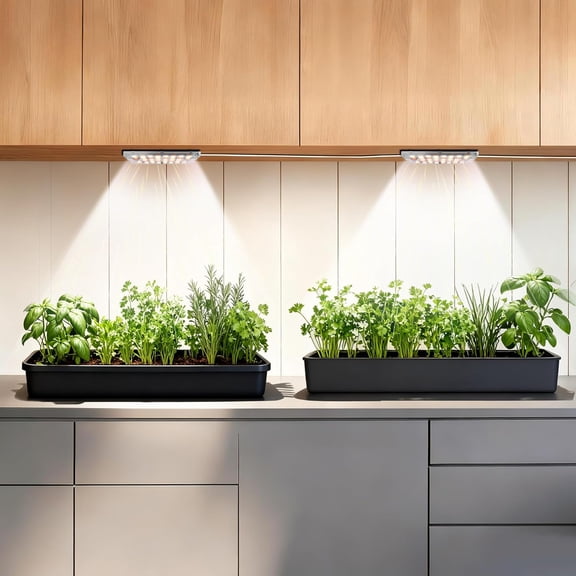 XIMEI Dual Head Under Shelf Grow Light, USB Powered Stick-On LED Under Cabinet Plant Light with Timer, Full Spectrum High PPFD for Shelves/Plant Stands, Multi-Plant Coverage
