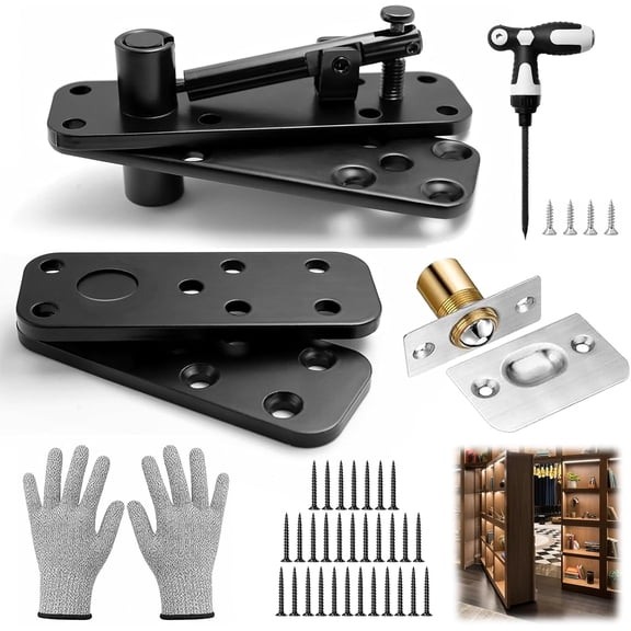 XIMEI Hidden Door Pivot Hinge, 570 lbs Load Capacity Heavy Duty, 360 Rotation Solid 304 Stainless Steel, Hidden Door Hardware Kit for Murphy/Secret/Bookcase Doors
