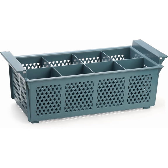 XIMEI Large Flatware Rack, 16" Plastic Cutlery Basket 8-Slot Silverware Organizer for Knives/Forks/Spoons, for Kitchen/Restaurant/Camping/RV
