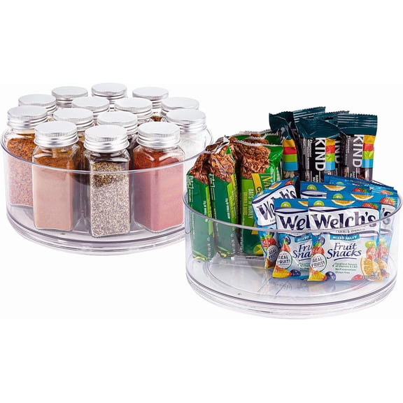 XIMEI Lazy Susan Turntable 2-Pack, Clear Acrylic 360 Rotating, Carousel Storage for Fridge/Cabinet/Counter, for Food/Spices/Cosmetics