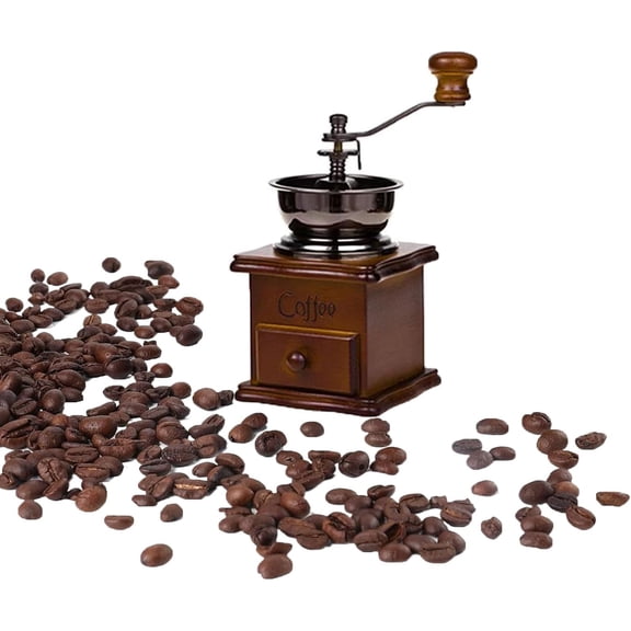 XIMEI Manual Coffee Mill Grinder, Adjustable Gear Setting with Ceramic Conical Burr, Antique Wooden Hand Grinder for Home/Travel, Best Gift Decoration