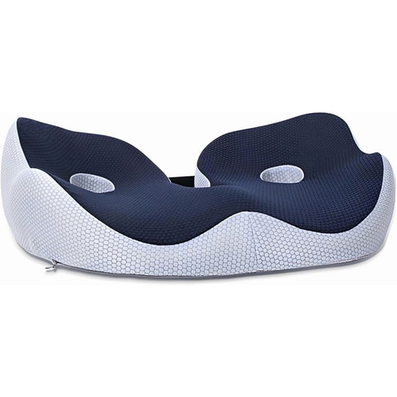 XIMEI Seat Cushion for Sit Bone & Back Pain Relief, Butt/Tailbone/Hip/Hamstring/Posture Support, Memory Foam Comfort Ischial Tuberosity Pillow, Blue