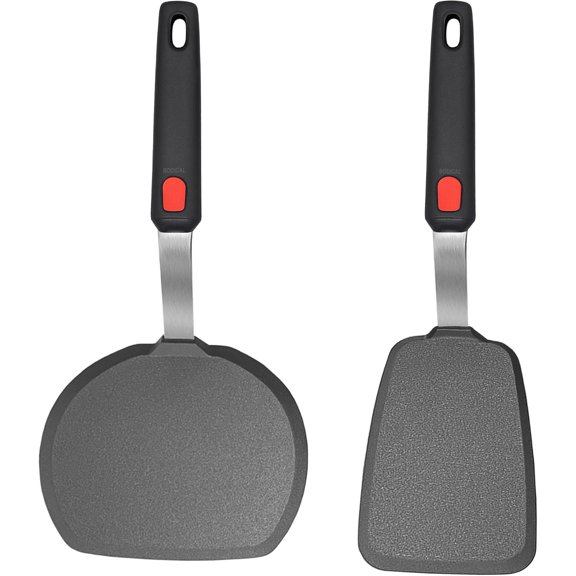 XIMEI Silicone Pancake Spatula Turner Set of 2, 600°F Heat Resistant for Nonstick Cookware, Large Kitchen Utensils BPA Free, for Egg/Pancake/Fish/Burger