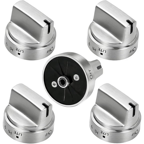 XIMEI Stainless Steel WB03X24818 Gas Stove Knobs Replacement for GE Range, Compatible with Adora JGB6/JGB7/JGB8/JGBS Series, 5-Pack (Not Universal)
