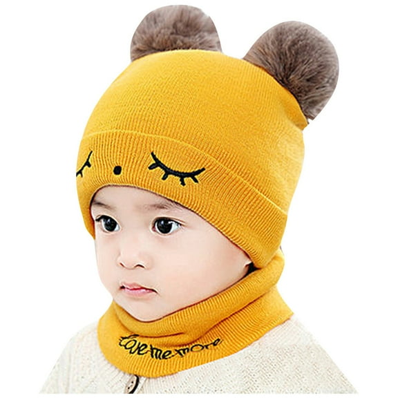 XIMIN Absorbs Sweat Baby Cap Kids Baby Boy Girl Pompon Hat Winter Warm Knit Crochet Beanie Cap Scarf Various Patterns Baby Cap