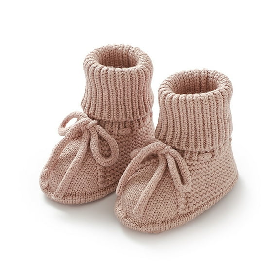 XIMIN Baby Booties Newborn First Walkers Cozy Shoes Sock Shoes Warm Hand Knit Soft Booties for Toddler Infant Boy Girl Cozy Shoes (6-9 Months, Watermelon Red)