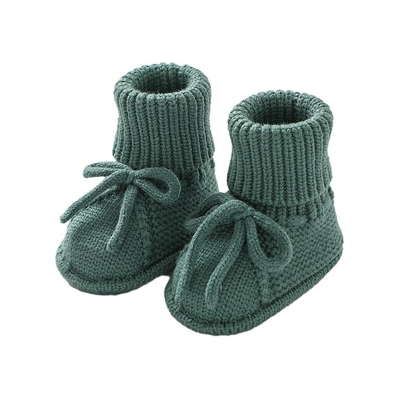 XIMIN Baby Booties Newborn First Walkers Cozy Shoes Sock Shoes Warm Hand Knit Soft Booties for Toddler Infant Boy Girl Cozy Shoes (9-12 Months, Green)