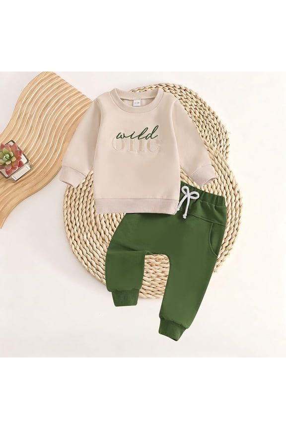 Baby Boy Girl First Birthday Outfit Long Sleeve Crewneck Sweatshirt Tops and Elastic Waist Pants Onederful Fall Clothes Cake Smash Outfit