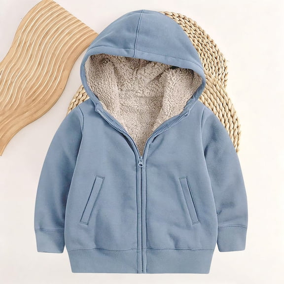 XIMIN Baby Boy Girl Fuzzy Solid Color Sherpa Lined Fleece Overcoats Pockets Fleece Jacket Coat Outwear Clothes Full Zip Winter Warm Sweatshirts