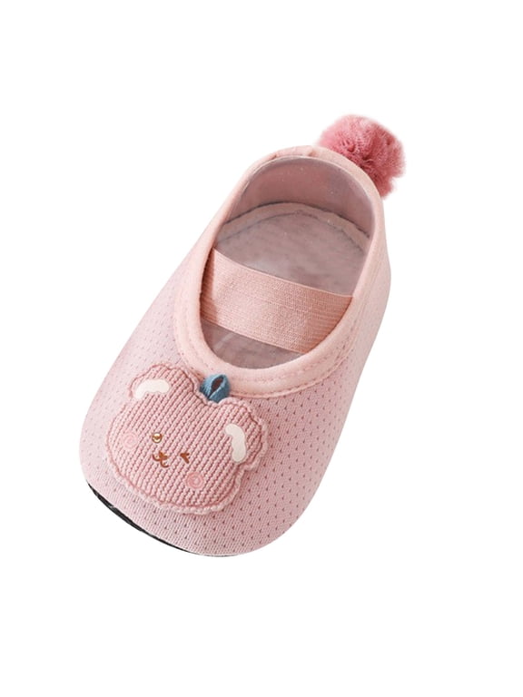 Baby Boys Girls Breathable 3D Animal Floor Socks Shoes Soft Sole Anti Slip with Heel Pom Prewalker(Purple,0-6 Months)