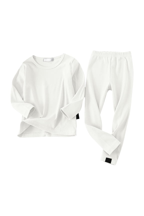 Baby Boys Thermal Underwear Set Sensory Friendly Kids Soft Cotton Long Sleeve T-Shirt Long Johns Solid Color Set for Boys Base Layer for Ski