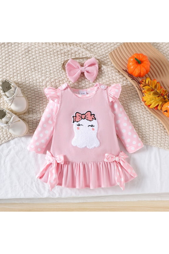 Baby Girl My First Halloween Birthday Outfit Pumpkin Ruffle Long Sleeve Romper Overall Bodysuit with Headband Toddler Cute Fall Clothes