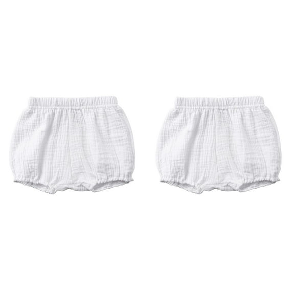 XIMIN Baby Girls and Boys Cute Bloomers Newborn Toddler Kids Unisex Cotton Linen Blend Shorts Solid Color Loose Harem Shorts for Toddler Diaper Covers (6-12 Months, White)