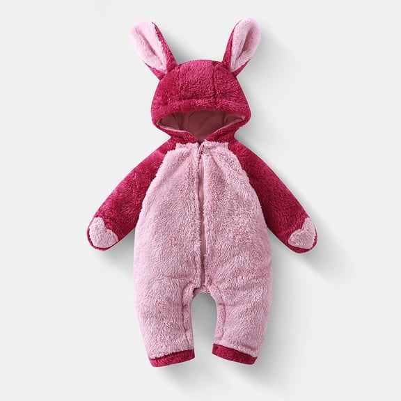 XIMIN Baby Girls Boys Snowsuit Puffer Clohtes Newborn Clothes Cute Ear Zip Up Long Sleeve Fleece Windproof Jumpsuit Fuzzy Romper Infant Hooded Fleece Coat Jacket