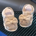 thumbnail image 1 of XIMIN Baby Girls Closed Toe Sandals with Rhinestone Bowknot Adjustable Strap Breathable Cutout Flats for Toddlers Infants Summer Wear (White, 6-9 Months), 1 of 6