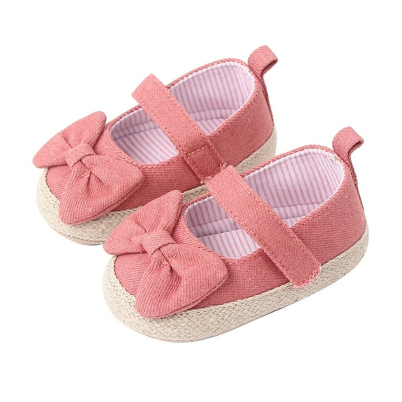 XIMIN Baby Girls Crib Princess Shoes Bowknot School Uniform Oxford Soft Sole Mary Jane Flat Non Slip Wedding Dress Party Shoes for Infant Toddlers (6-12 Months, Pink)