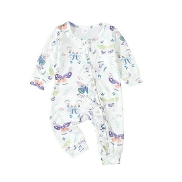 XIMIN Baby Girls Long Crawling Suit ﻿Western Style Baby Clothes Long Sleeve Zipper Wooden Ear Edge Baby Girls Long Crawling Suit