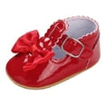 thumbnail image 1 of XIMIN Baby Girls Mary Jane Flats Infant Non-Slip Bowknot Princess Wedding Dress Soft Sole Shoes Toddler PU Leather Baptism Fashion Shoes (12-18 Months, Red), 1 of 8
