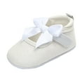 thumbnail image 1 of XIMIN Baby Girls Mary Jane Flats Sparkly Bowknot Princess Dress Crib Shoes Non-Slip Lightweight First Walkers Dress Shoes Fall Boots (6-12 Months, White), 1 of 7