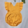 thumbnail image 1 of XIMIN Baby Girls Playsuits Ruffled Bodysuit Fly Sleeve Romper Newborn Cotton Linen Jumpsuit Infant Summer Clothes, 1 of 9