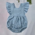 thumbnail image 1 of XIMIN Baby Girls Playsuits Ruffled Bodysuit Fly Sleeve Romper Newborn Cotton Linen Jumpsuit Infant Summer Clothes, 1 of 9