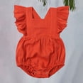 thumbnail image 1 of XIMIN Baby Girls Playsuits Ruffled Bodysuit Fly Sleeve Romper Newborn Cotton Linen Jumpsuit Infant Summer Clothes, 1 of 9
