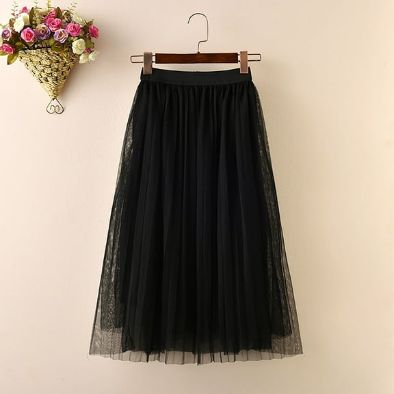 XIMIN Baby Girls Tutu Tulle Skirts A-line Layered Mesh Midi Skirt Long Fairy Tutu Skirts High Elastic Waist Skirt Dress for Toddler Girls (7-9Years, Black)