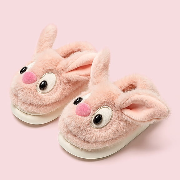 XIMIN Baby Infant Cute Cartoon Puppy Plush Cute Foam Sole Fuzzy Slippers Toddler Soft Plush Non-Slip Closed Toe Flat Indoor House Shoes Winter Warm Flat Slippers