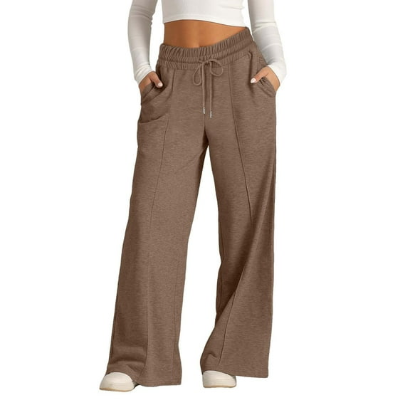 XIMIN Womens Baggy Oversized Wide Leg Sweatpants Casual Loose Drawstring Solid Color Straight Leg Pants Comfy Lounge Joggers Plain Color Sweatpants with Pockets