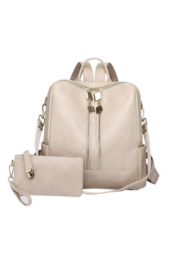 Bookbags Women Fashion Leather Handbags Purse Shoulder Bag Travel Bags Multipurpose Design Backpack and Clutches Bag 2 Piece Set