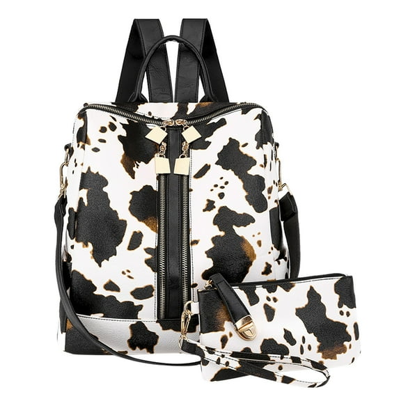 XIMIN Bookbags Women Fashion Leather Handbags Purse Shoulder Bag Travel Bags Multipurpose Design Backpack and Clutches Bag 2 Piece Set