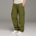 thumbnail image 1 of XIMIN Boys Cargo Pants Retro Bootcut Elastic Waistband Straight Leg Sport Pant Drawstring Open Bottom Casual Classic Running Hiking Fall Trousers with Pockets, 1 of 7