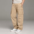 thumbnail image 1 of XIMIN Boys Cargo Pants Retro Bootcut Elastic Waistband Straight Leg Sport Pant Drawstring Open Bottom Casual Classic Running Hiking Fall Trousers with Pockets, 1 of 7