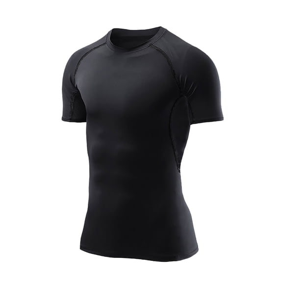 XIMIN Boys Compression Short Sleeve Shirt - Quick Dry Raglan Fit Performance Comfortable and Stylish Training Clothes T-Shirt for Training (Black, 9-10 Years)