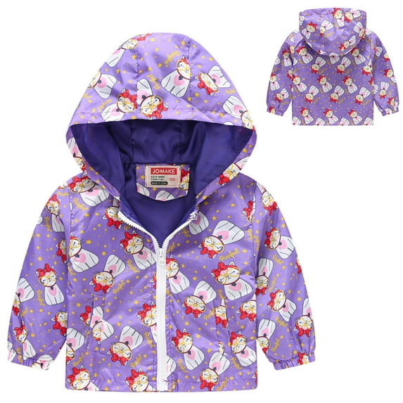 XIMIN Boys Fall Jacket Toddler Boys Girls Casual Jackets Printing Cartoon Hooded Outerwear Zipper Coats Long Sleeve Windproof Coats