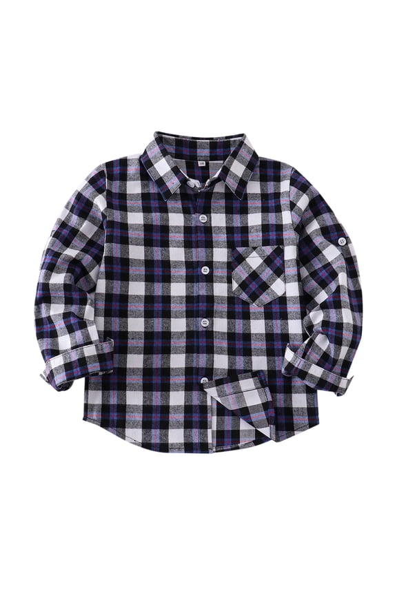 Boys Flannel Shirt Toddler Kids Buffalo Plaid Long Sleeve Button Down Shirt Casual Fall Winter Tops