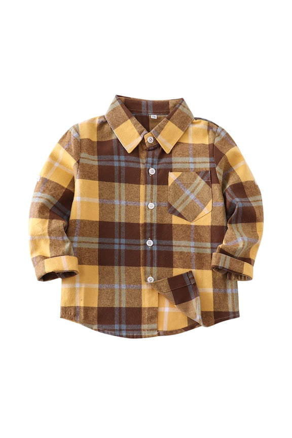 Boys Flannel Shirt Toddler Kids Buffalo Plaid Long Sleeve Button Down Shirt Casual Fall Winter Tops