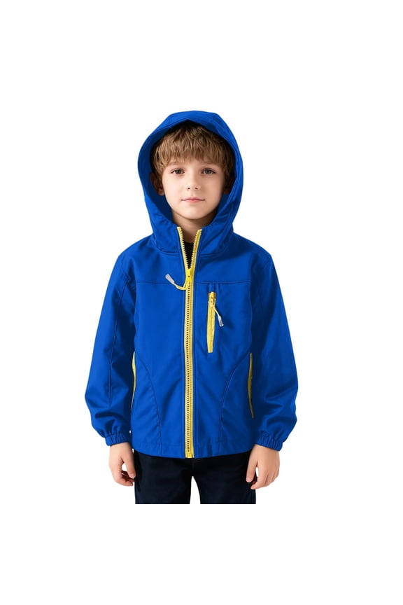 Boys Fleece Lined Softshell Jacket Windbreker Lightweight Long Sleeve Zip up Pocket Hooded Winter Coats Kids Toddler Soft Casual Waterproof Outwear