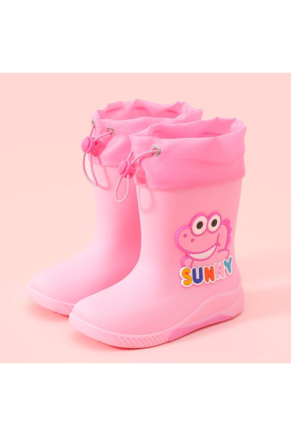 Boys Girls Dinosaur Rainboots Easy-On Lightweight Rain Shoes Waterproof EVA Rubber Boots Adjustable Outdoor Playing Non-Slip Rain Boots