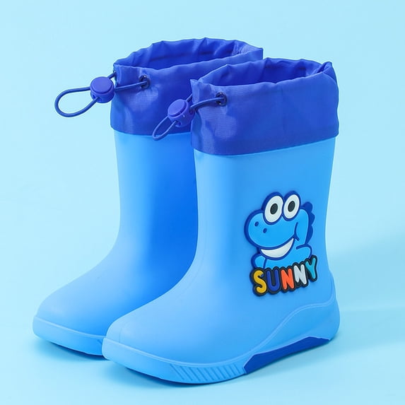 XIMIN Boys Girls Dinosaur Rainboots Easy-On Lightweight Rain Shoes Waterproof EVA Rubber Boots Adjustable Outdoor Playing Non-Slip Rain Boots