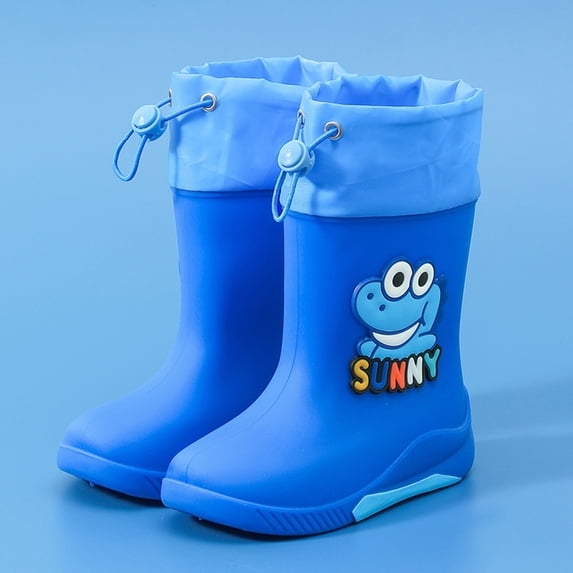 XIMIN Boys Girls Dinosaur Rainboots Easy-On Lightweight Rain Shoes Waterproof EVA Rubber Boots Adjustable Outdoor Playing Non-Slip Rain Boots