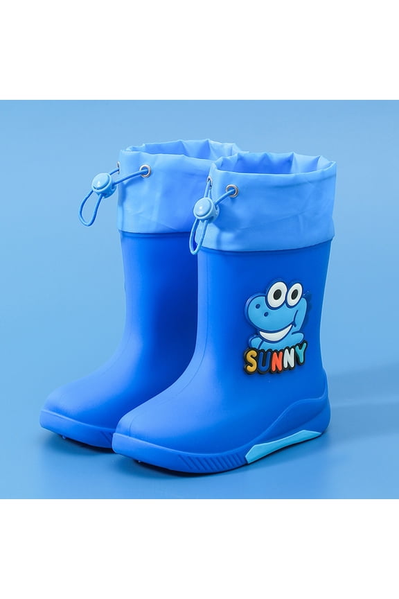 Boys Girls Dinosaur Rainboots Easy-On Lightweight Rain Shoes Waterproof EVA Rubber Boots Adjustable Outdoor Playing Non-Slip Rain Boots