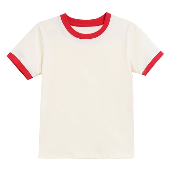 XIMIN Boys Girls Plain Short Sleeve T-Shirt Toddler Cotton Casual Crewneck Tee Comfy Soft Basic Top for Kids