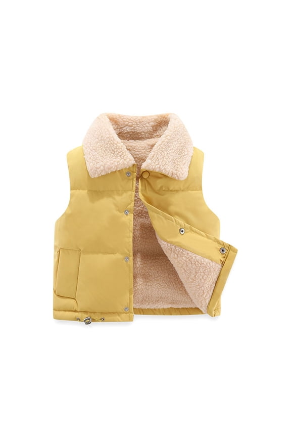 Boys Girls Polar Sherpa Fleece Vest Sleeveless Lightweight Parka Waistcoat Outerwear Jacket Snap Buttons Winter Warm Comfortable Clothes