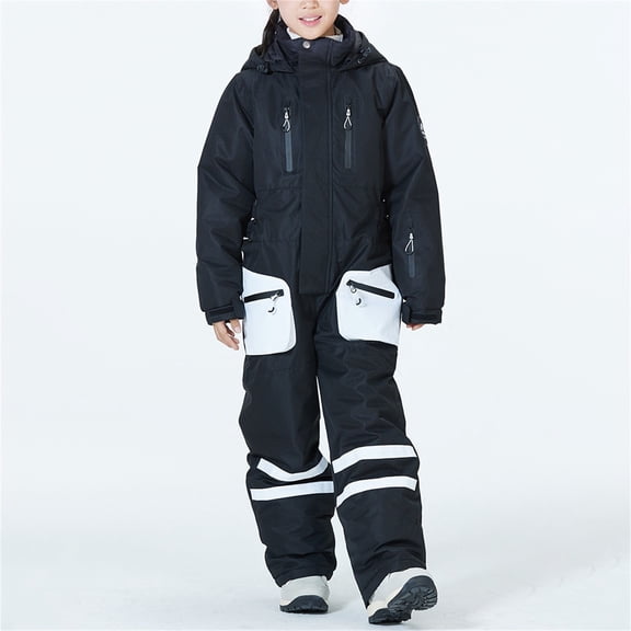 XIMIN Boys Girls Winter Snowsuit One Piece Insulated Lined Jumpsuit for Kids Overalls Jumpsuit Windproof Waterproof Snowboarding Ski Suit Outdoor Outfits
