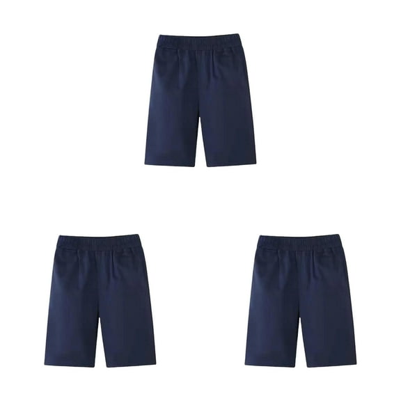 XIMIN Boys' Middle School Pupils Pupils' Shorts Middle Fives School Pants Babygirl Clothes Adjustable Waist Stretch Flat Front Shorts for School Uniform (4-5 Years, Navy)