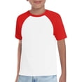 thumbnail image 1 of XIMIN Boys Raglan Short Sleeve Shirt - Casual Crewneck Kids Tee Pullover Tee T-Shirt Kids Top for Summer Play Everyday Outfit (Red, 18-24 Months), 1 of 4